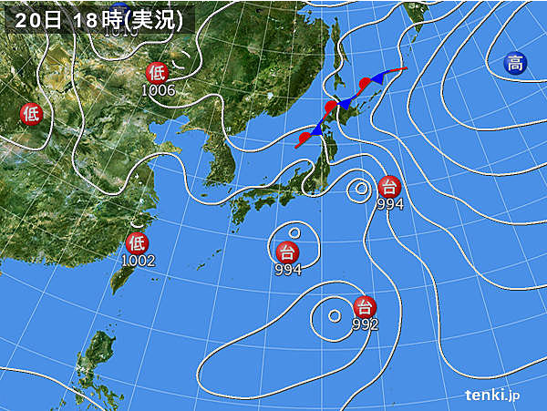 トリプル台風 天気図